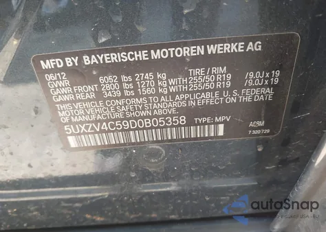 2013 BMW X5 xDrive35I/xDrive35I Premium/xDrive35I Sport Activity from USA, damaged, VIN 5UXZV4C59D0B05358